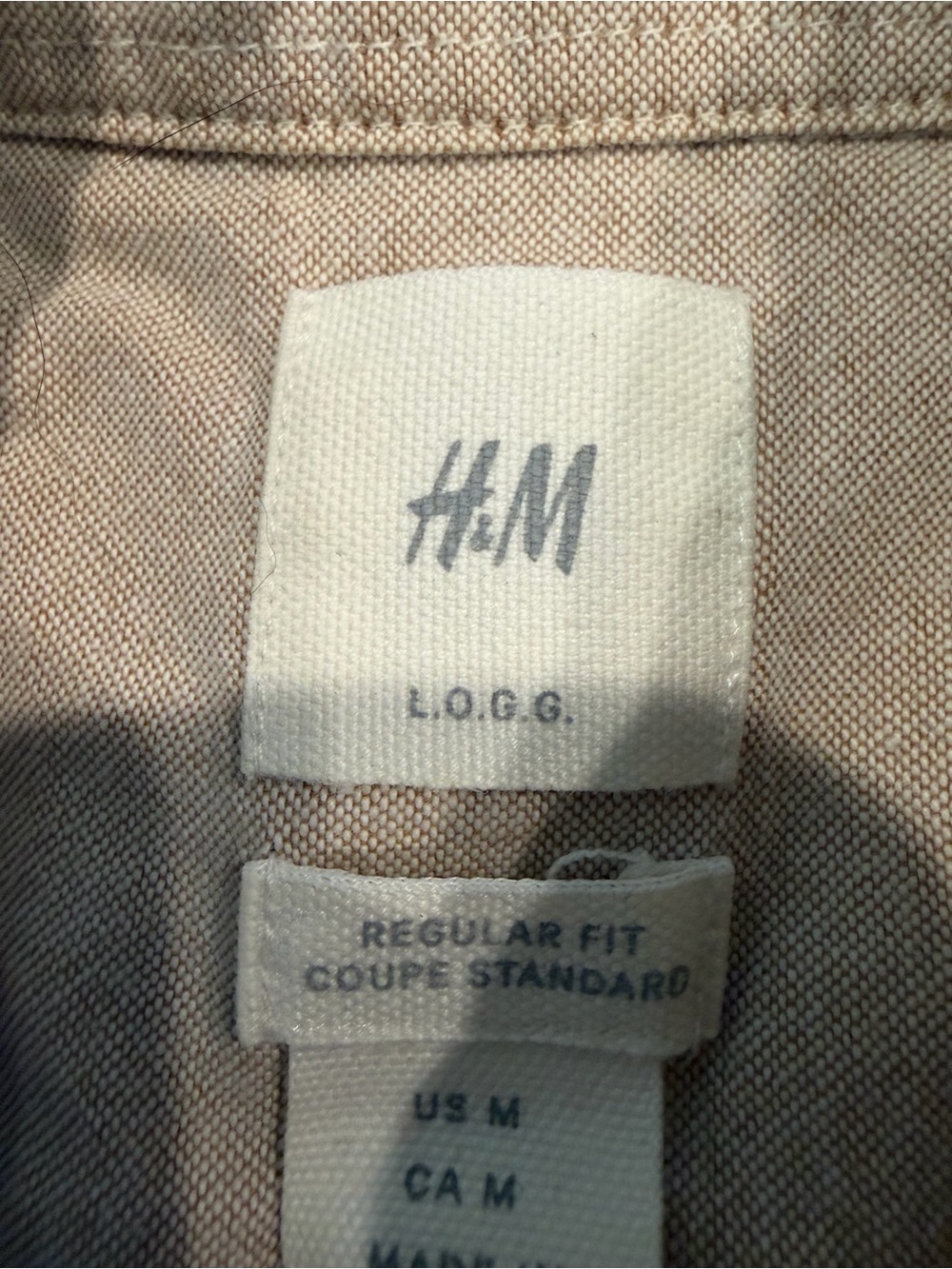 H&M Men's Button-Down Long Sleeve Shirt — Beige - Picture 2 of 4